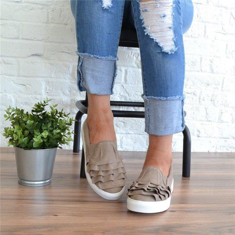 Women Loafers Daily Flat Heel Artificial Suede All Season Ruffles Shoes