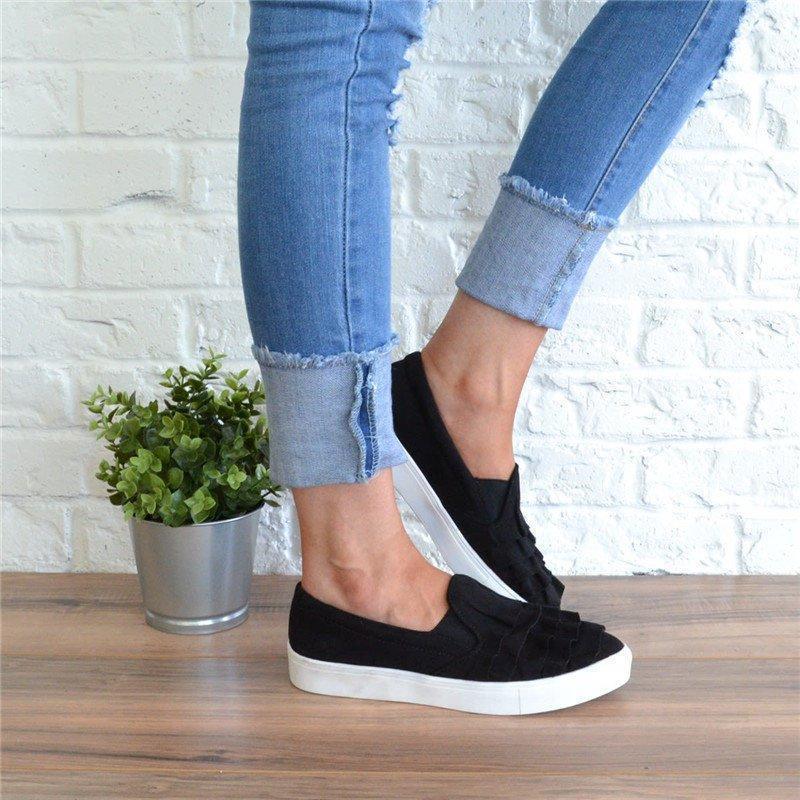 Women Loafers Daily Flat Heel Artificial Suede All Season Ruffles Shoes