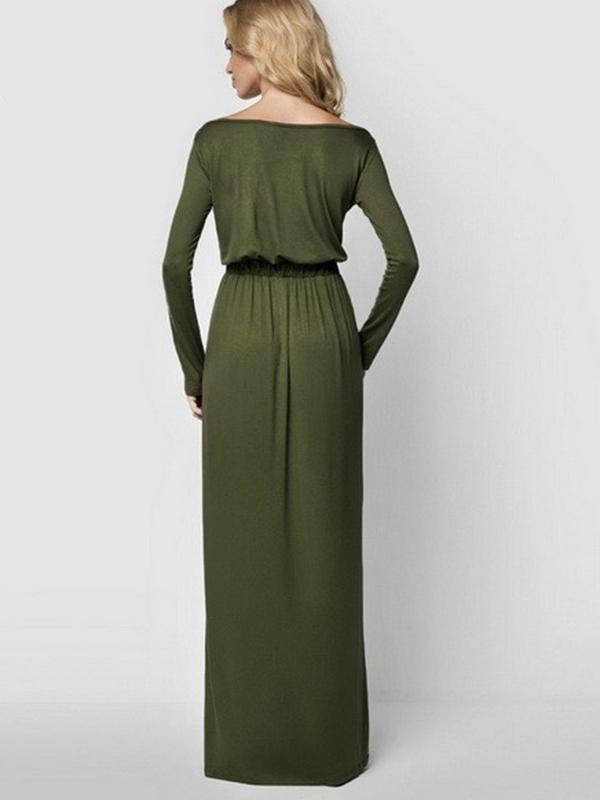 Women Elegant Boat Neck Empire waist  Waist Maxi Dresses