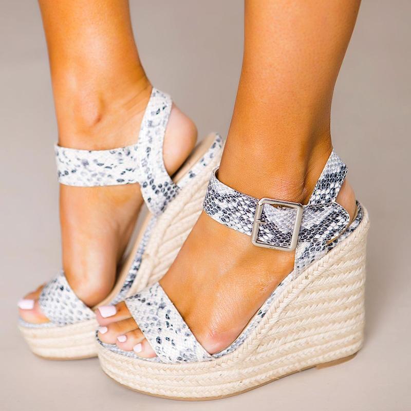 Elegant Adjustable Buckle Wedge Sandals