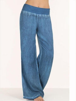 Fashion Solid Color Big Hem Wide Leg Bottom Casual Pants