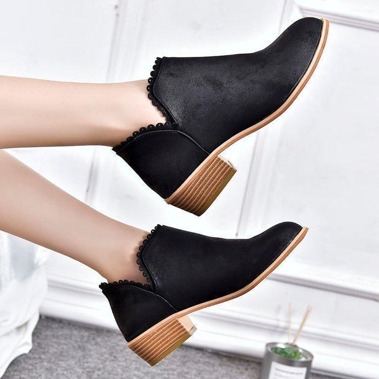 Women Booties Slip On Low Heel Ankle Plus Size Shoes