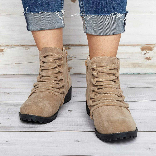 Women Fashion Ankle Boots Faux Suede Zipper Boots